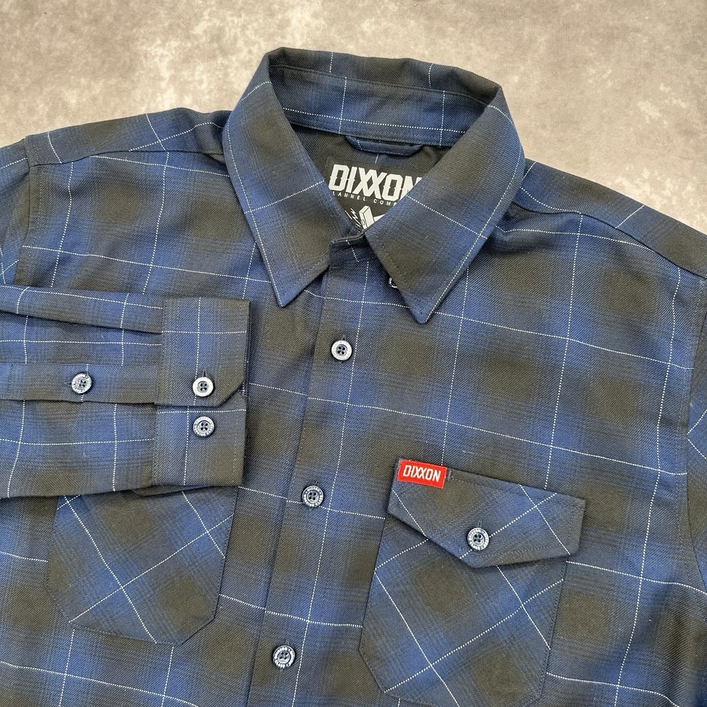 Dixxon Flannel Shirt Mens L Blue Black Plaid The Purpose Cholo Biker Workwear